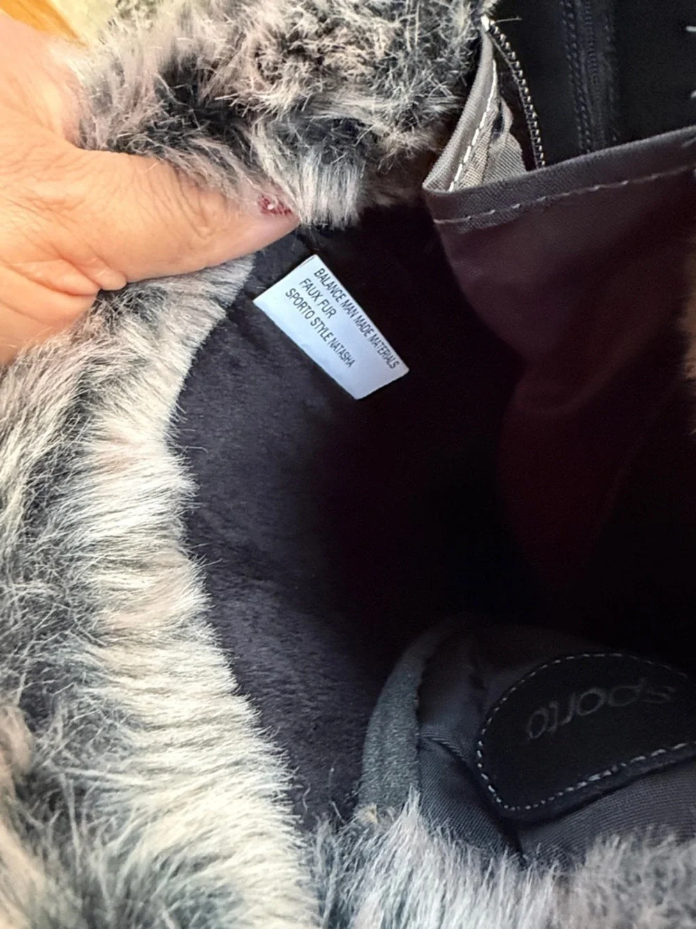 Sporto Black Faux Fur Lace-Up Winter Rain Boots